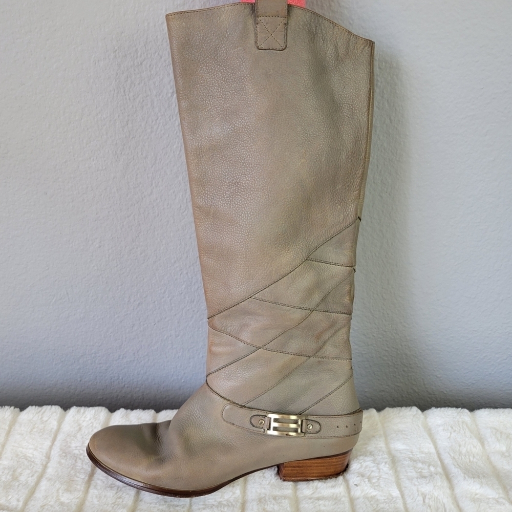 HAYDEN HARNETT // taupe grey leather madeline riding boots